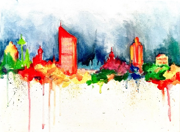 Skyline von Leipzig mit ArtNight