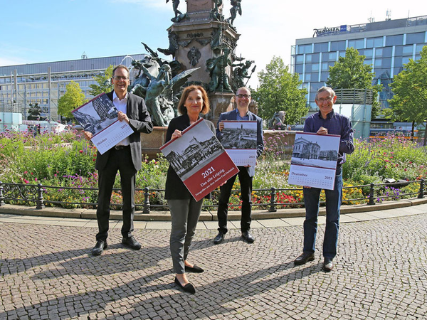 Präsentation Historischer Leipzig Kalender 2021 - Mendebrunnen, Foto: Andreas Schmidt