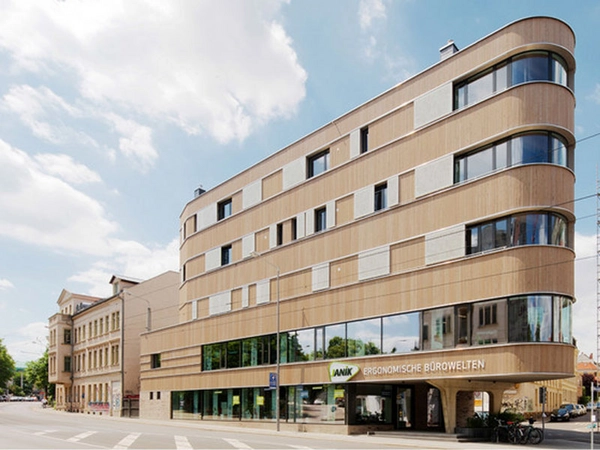 Gewinner des Architekturpreises 2019: Wohn- und Geschäftshaus in Holzbauweise in Leipzig-Lindenau, Foto: Peter Eichler