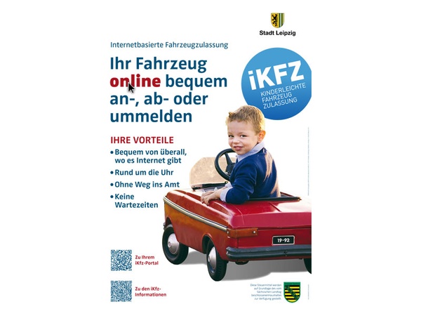 Plakat: Online Kfz-Zulassung, Copyright: Stadt Leipzig