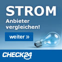 Banner mit Link: Stromanbieter bei Check24 vergleichen
